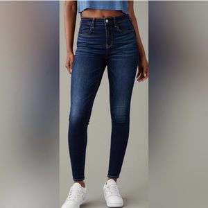 AEO Next Level Stretch High Rise Blue Jean Jegging  Size 0, Short. Rise 9”.